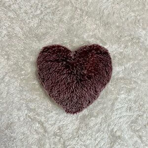 Burgundy Maroon Fluffy Heart Accent Throw Pillow